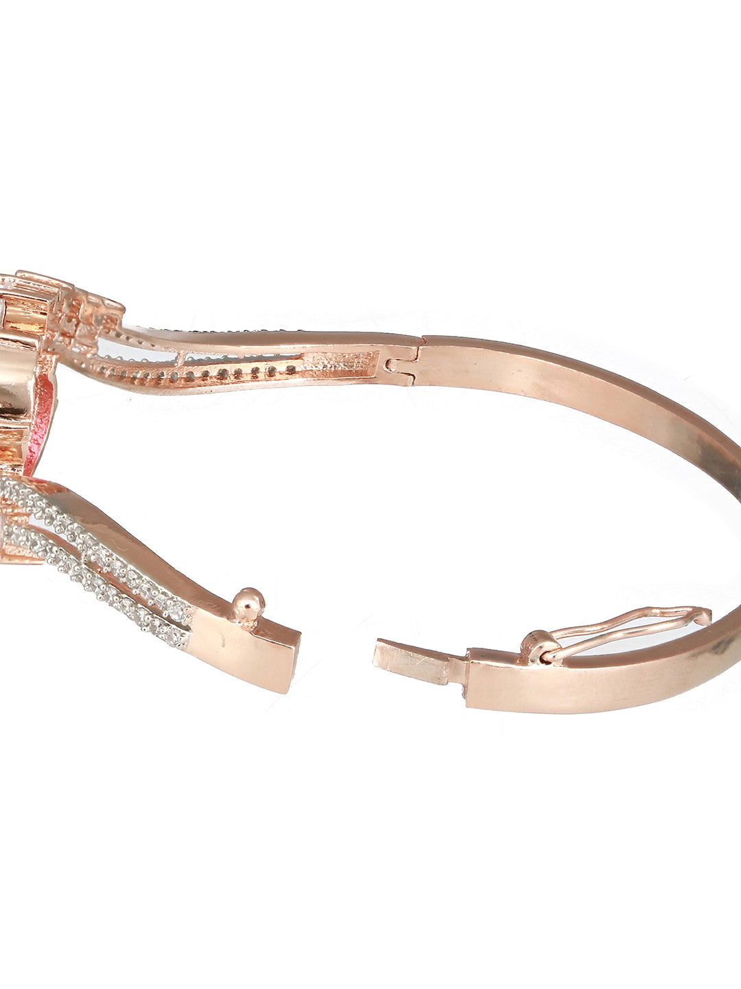 Rose Gold Plated Red  AD Studded Minimal Designer Bangle  Bracelet