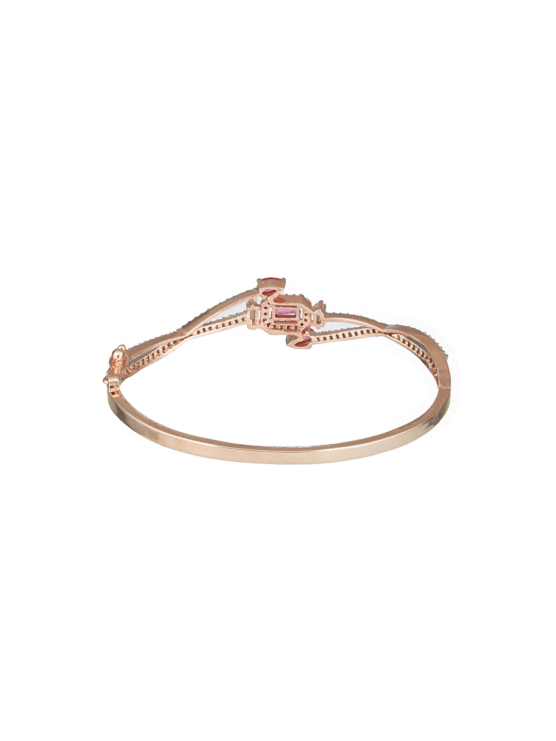 Rose Gold plated Red AD Studded Minimal Bangle Bracelet