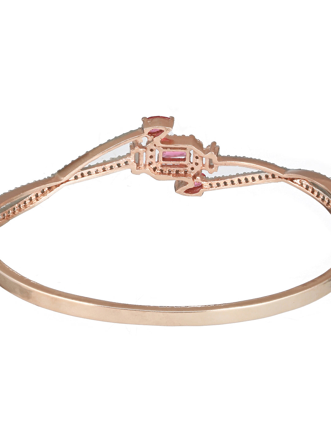 Rose Gold plated Red AD Studded Minimal Bangle Bracelet