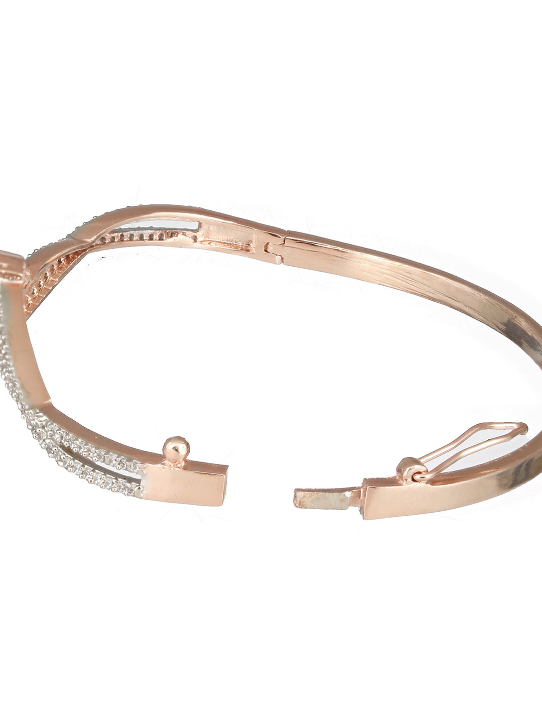 Rose Gold plated Red AD Studded Minimal Bangle Bracelet
