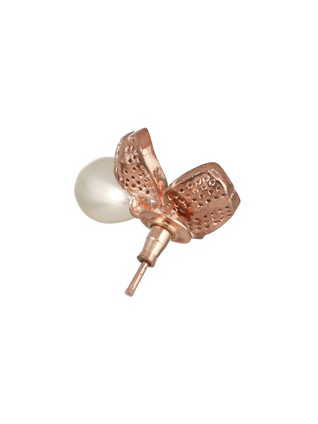 Rose Gold AD Studded Pearl Luxe Studds Earrings