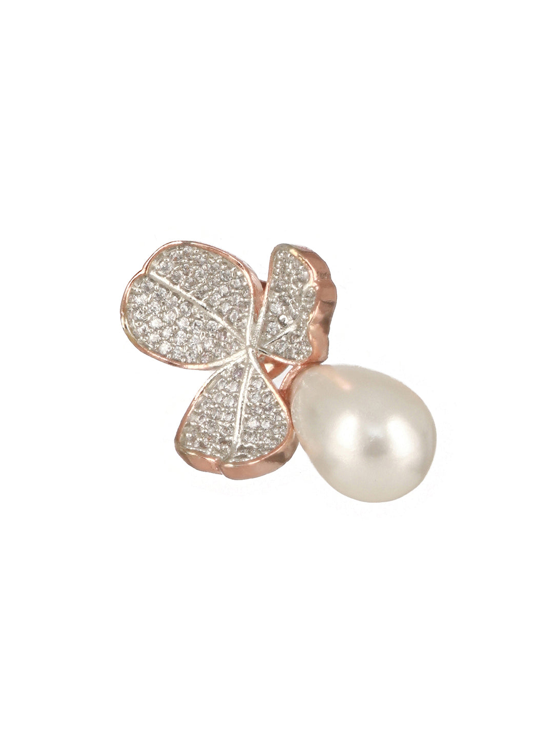 Rose Gold AD Studded Pearl Luxe Studds Earrings