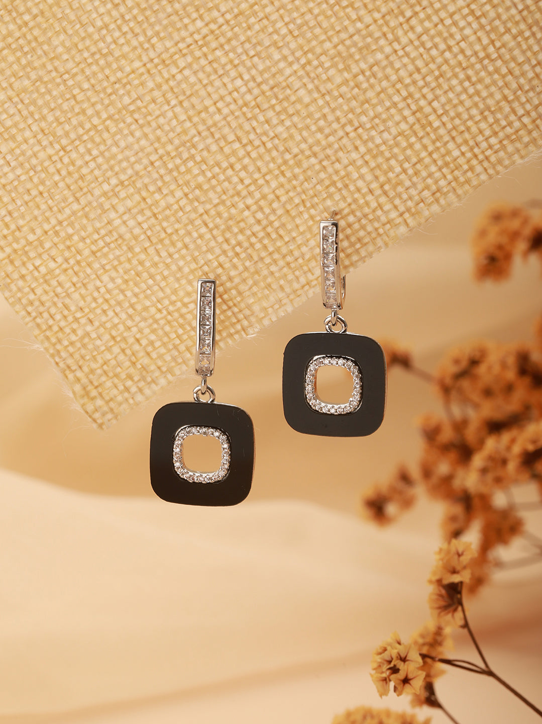 Anti-Tarnish Silver Plated Square Minimal Hoop Earrings