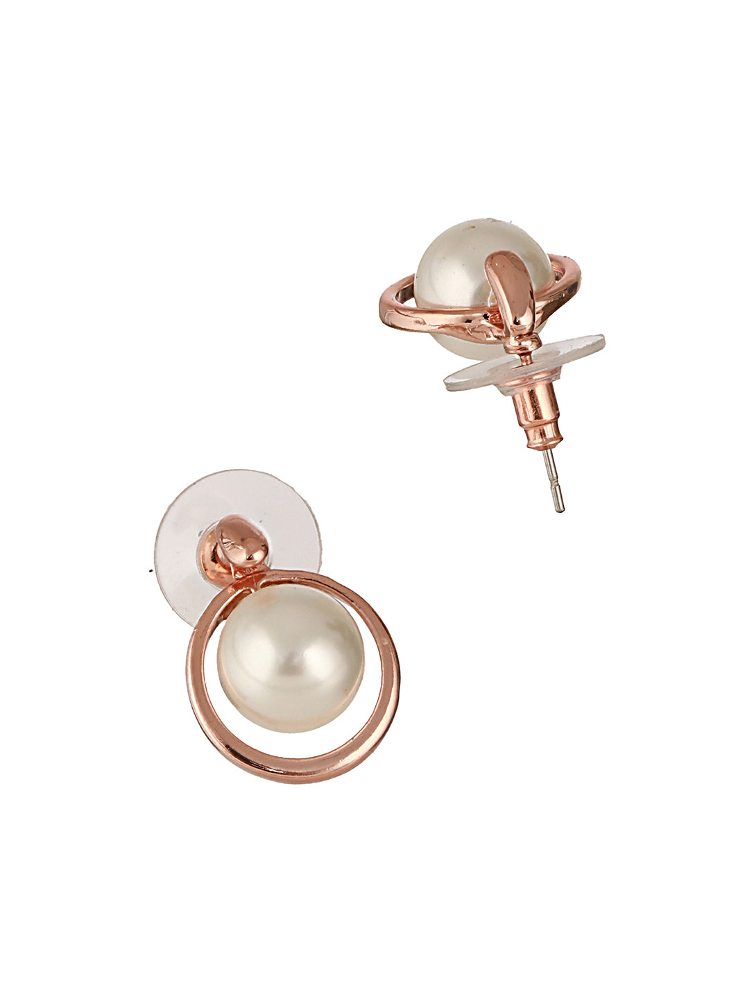 Anti-Tarnish Rose Plated Pearl Beaded Luxe Minimal Pendant jewellery Set