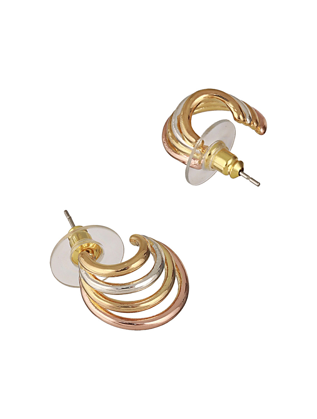 Anti-Tarnish Triple Tone Chunky halo Earrings & Pendant Jewellery Set