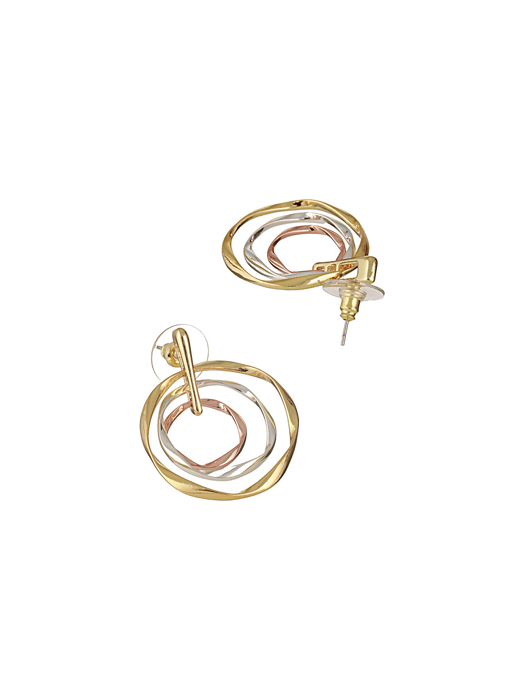 Anti-Tarnish Triple toned Concentric Twisted Chunky Pendant Jewellery Set