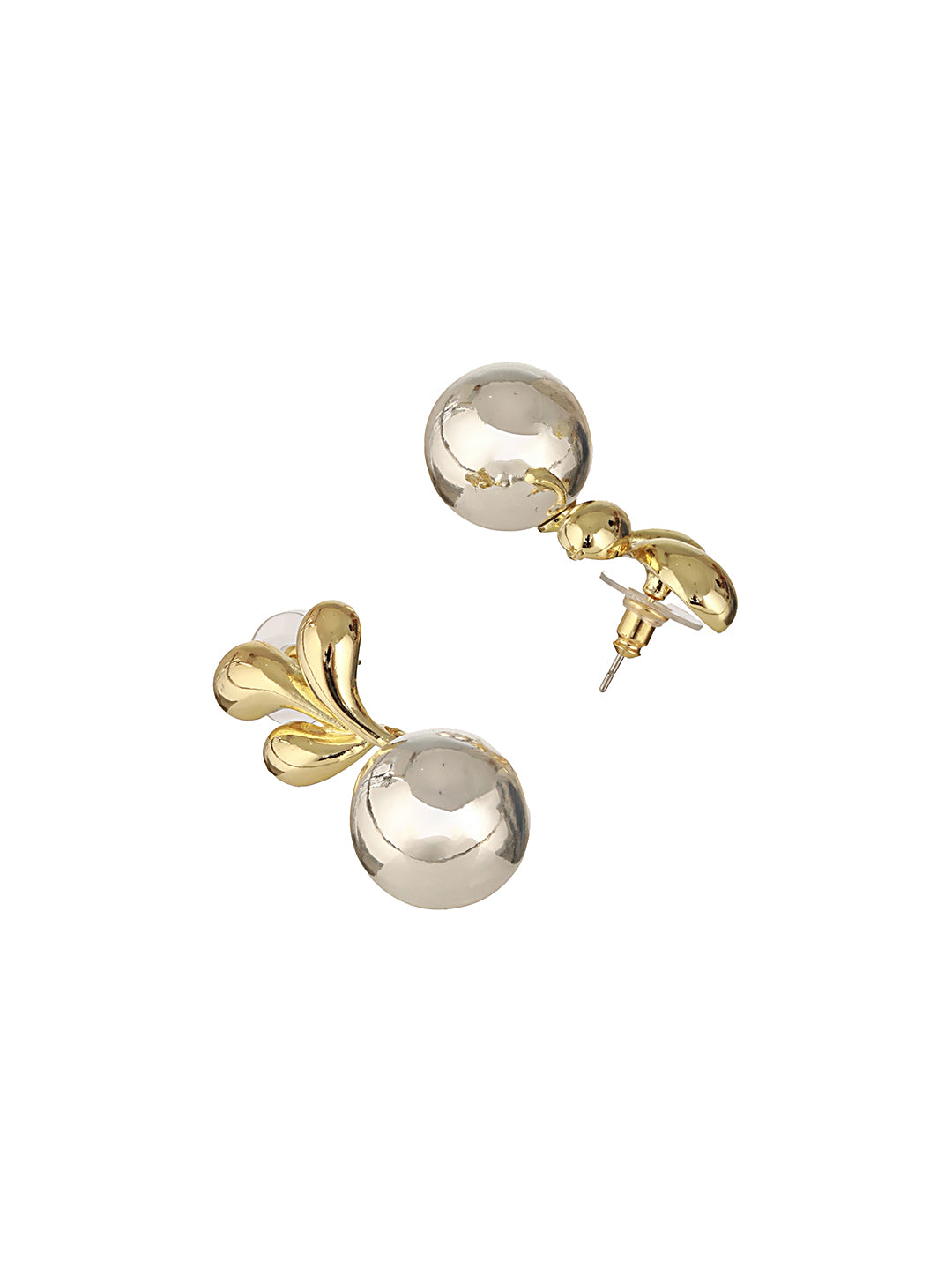 Anti-Tarnish Gold & Silver Plated Leafy Chunky Earrings & Locket Jewellery Set