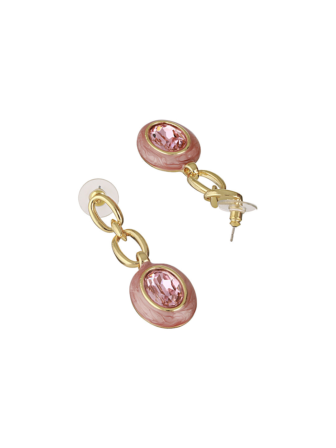 Anti-Tarnish Gold Plated Crystal Studded Link Chain Necklace jewellery Set