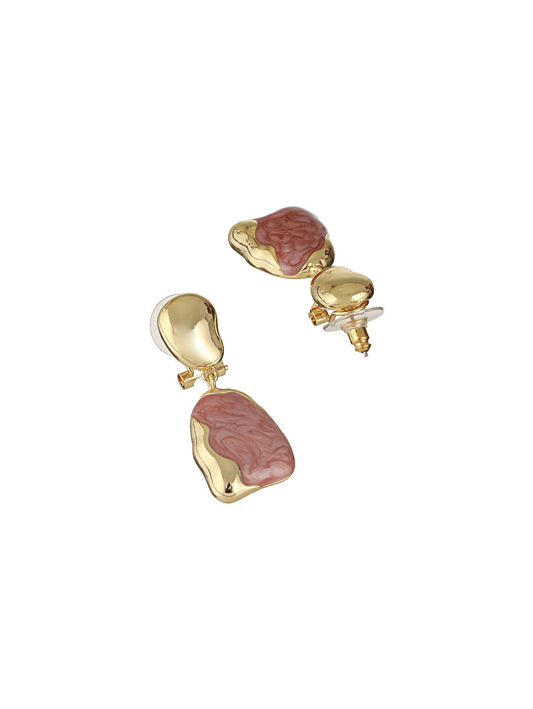 Anti-Tarnish Gold Plated Pink Enamelled Minimal Luxe Jewellery Set
