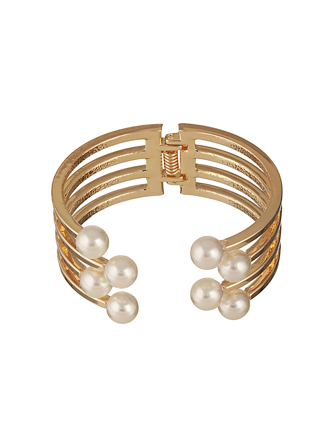 Anti-Tarnish Gold Plated Pearl Cuff Kada Bracelet