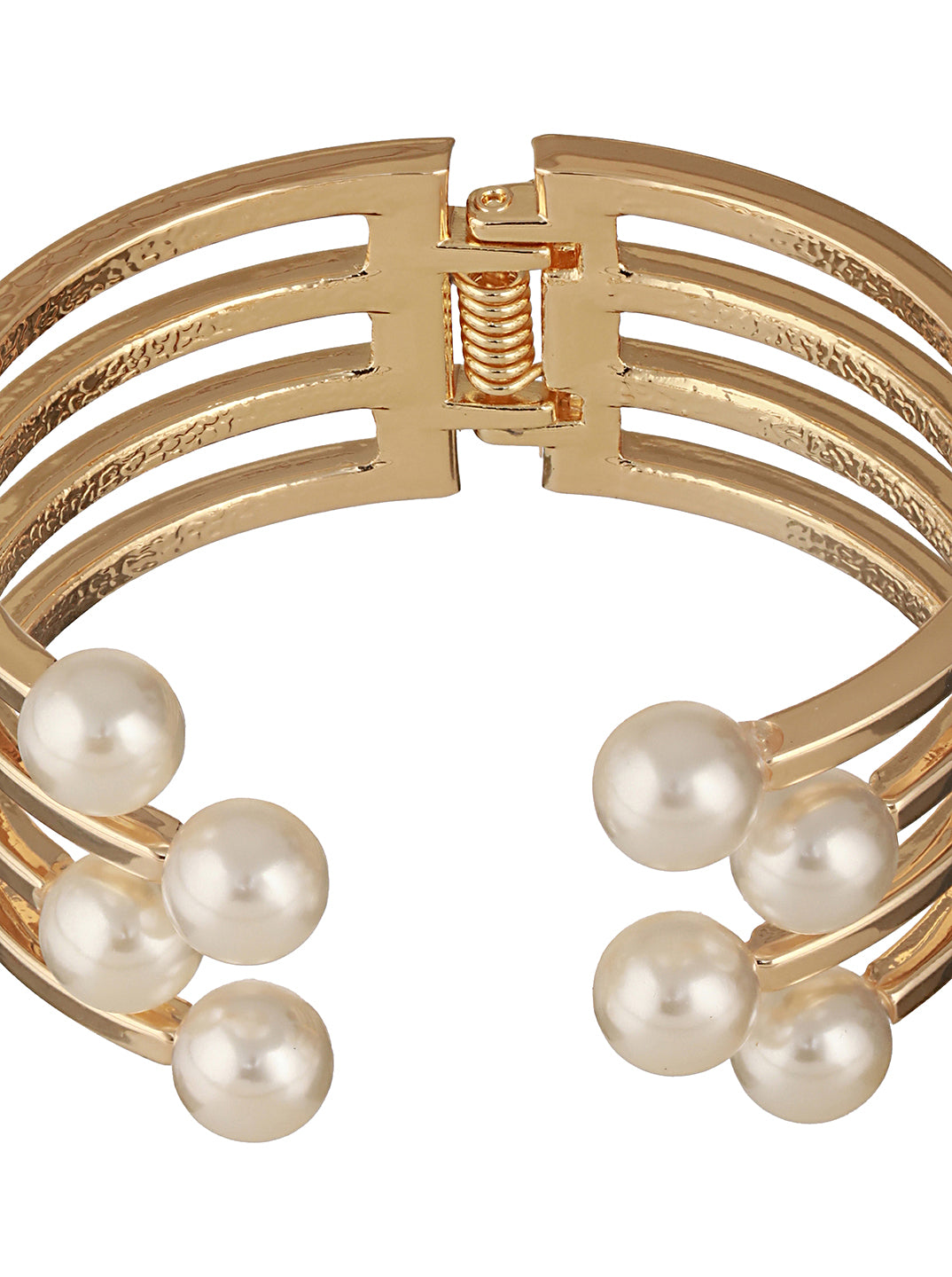 Anti-Tarnish Gold Plated Pearl Cuff Kada Bracelet