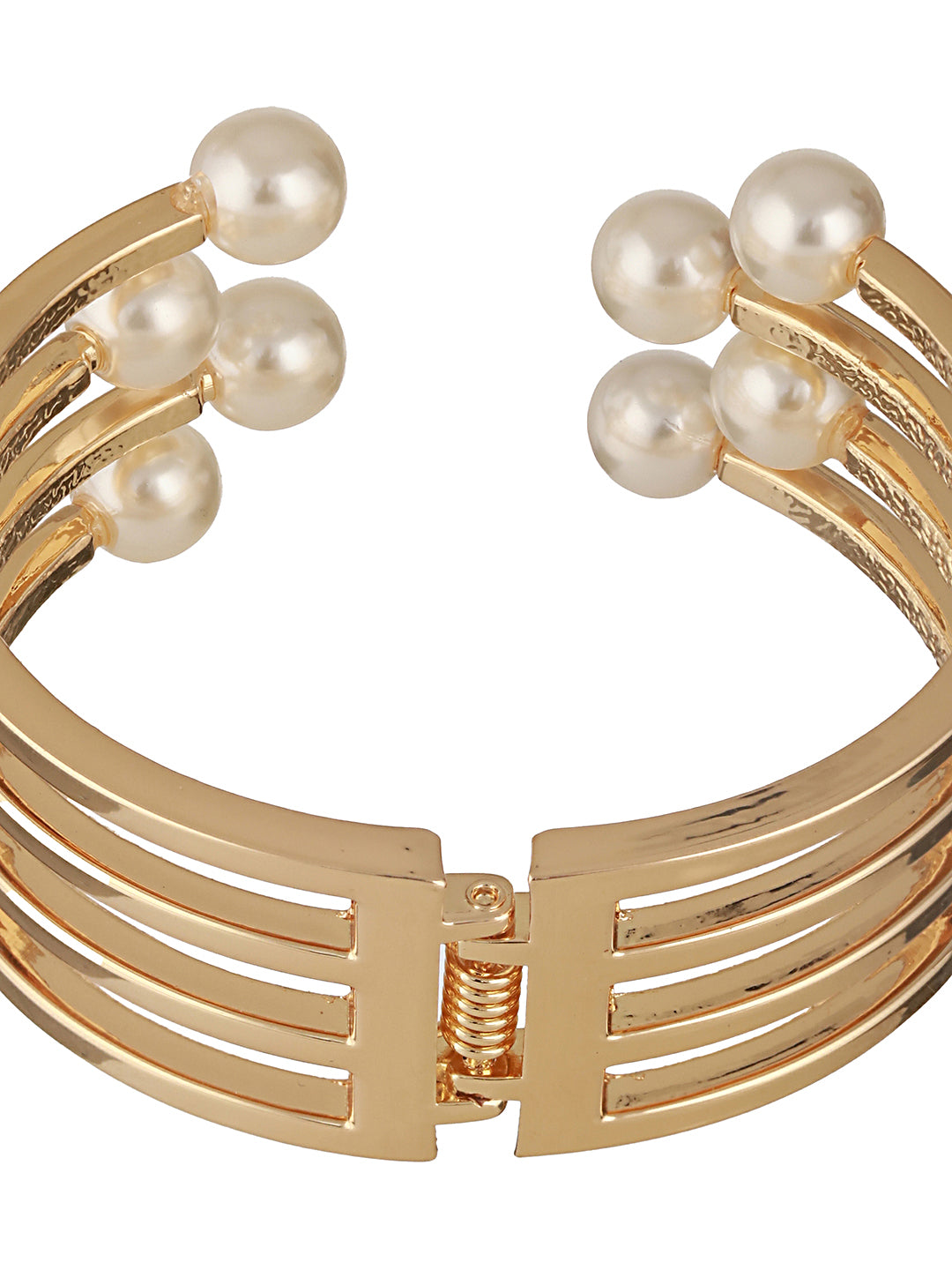 Anti-Tarnish Gold Plated Pearl Cuff Kada Bracelet