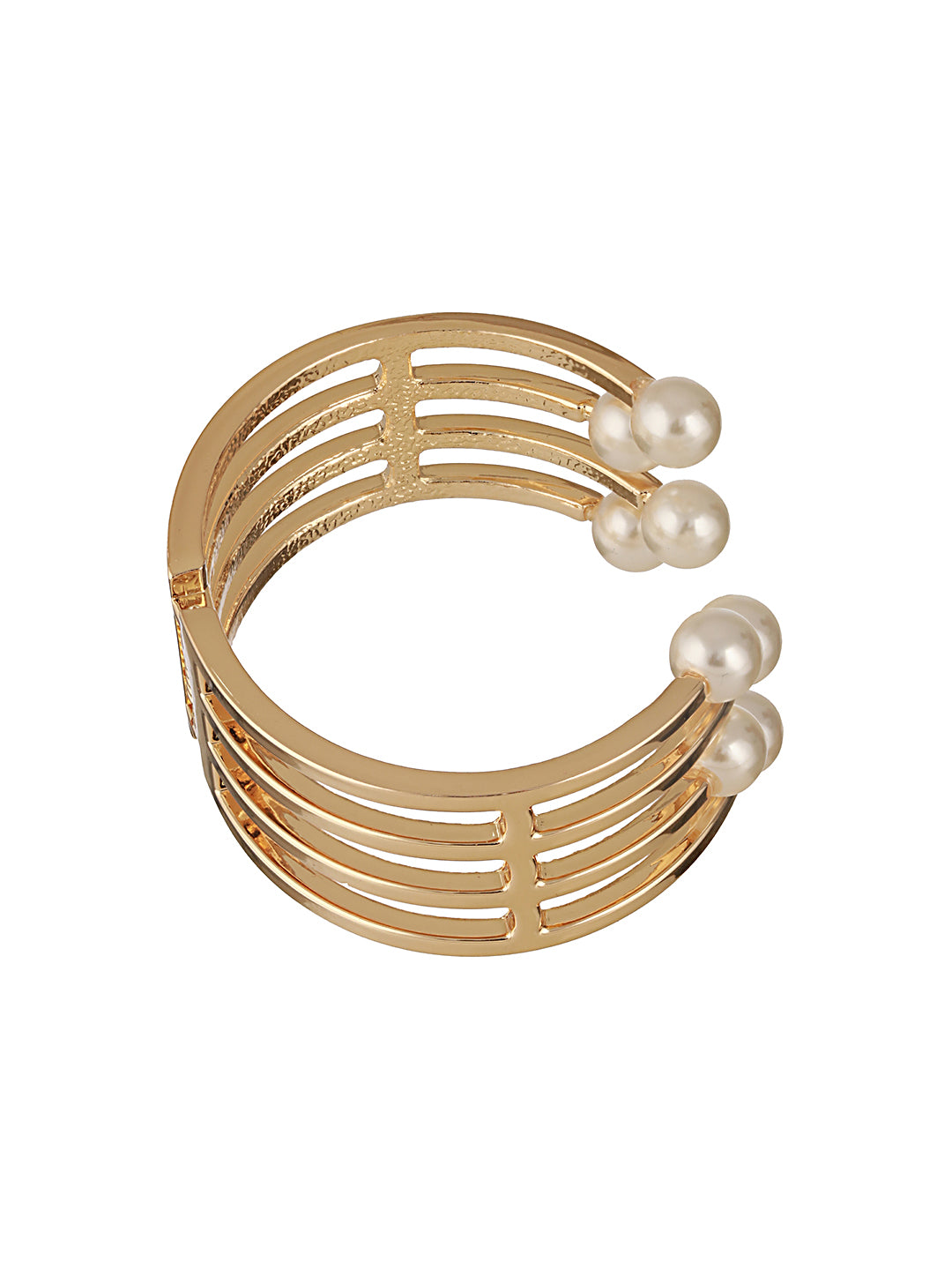Anti-Tarnish Gold Plated Pearl Cuff Kada Bracelet