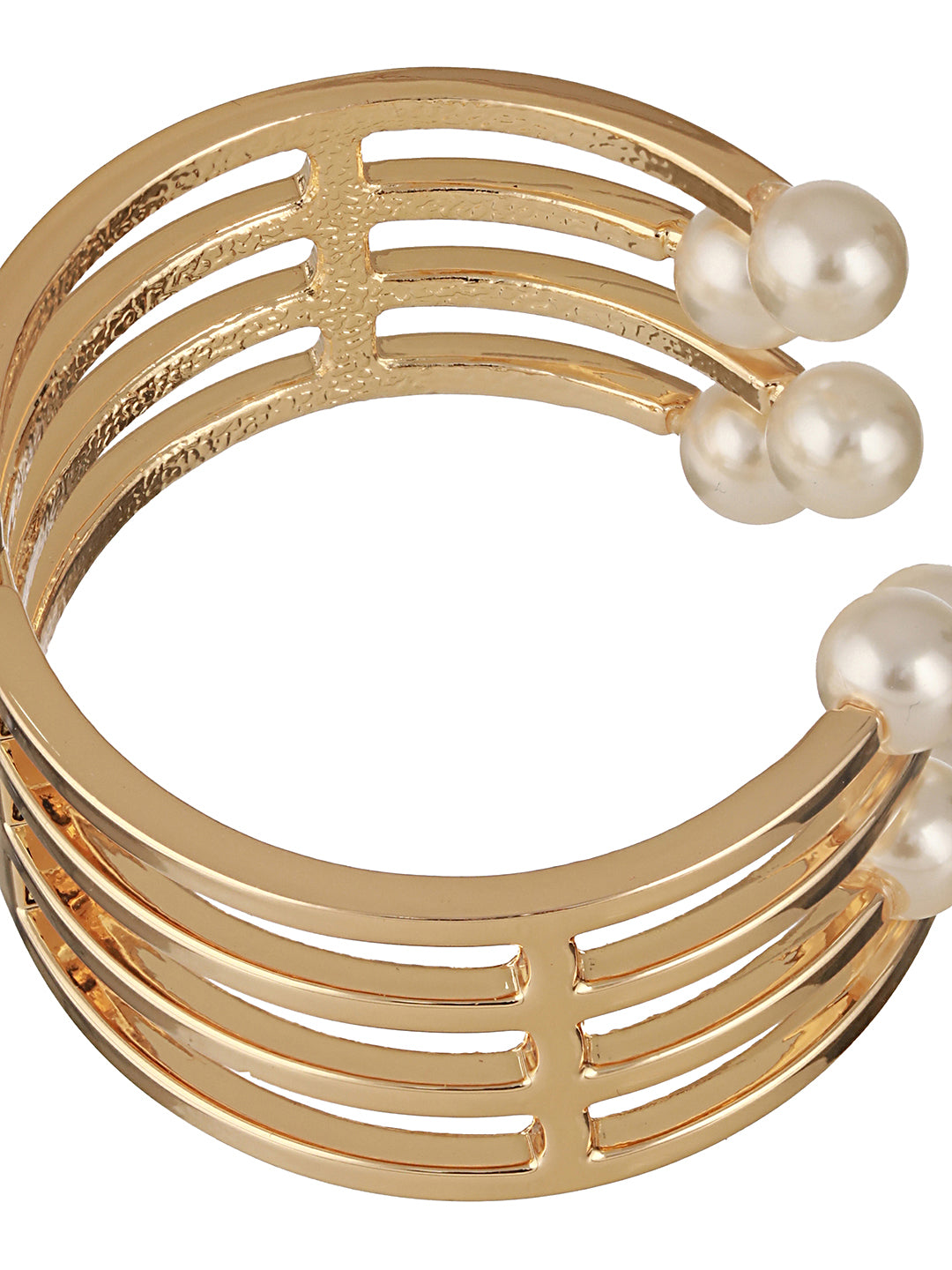 Anti-Tarnish Gold Plated Pearl Cuff Kada Bracelet