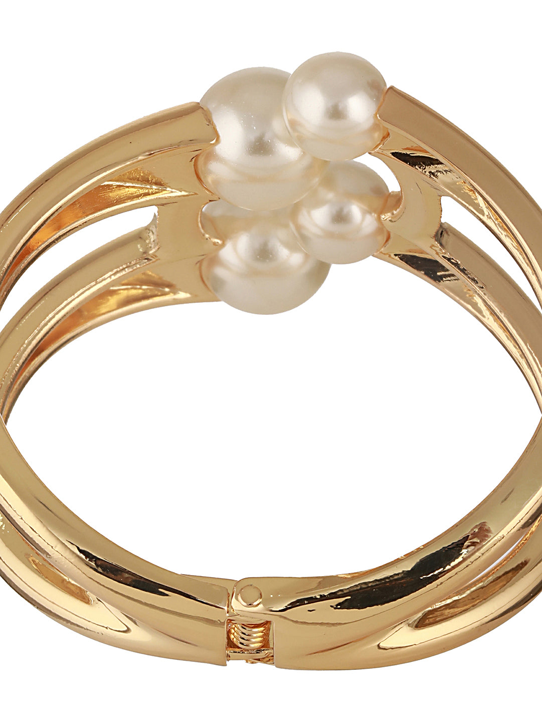 Anti-Tarnish Gold Plated Big Pearl Studded Cuff Kada Bracelet