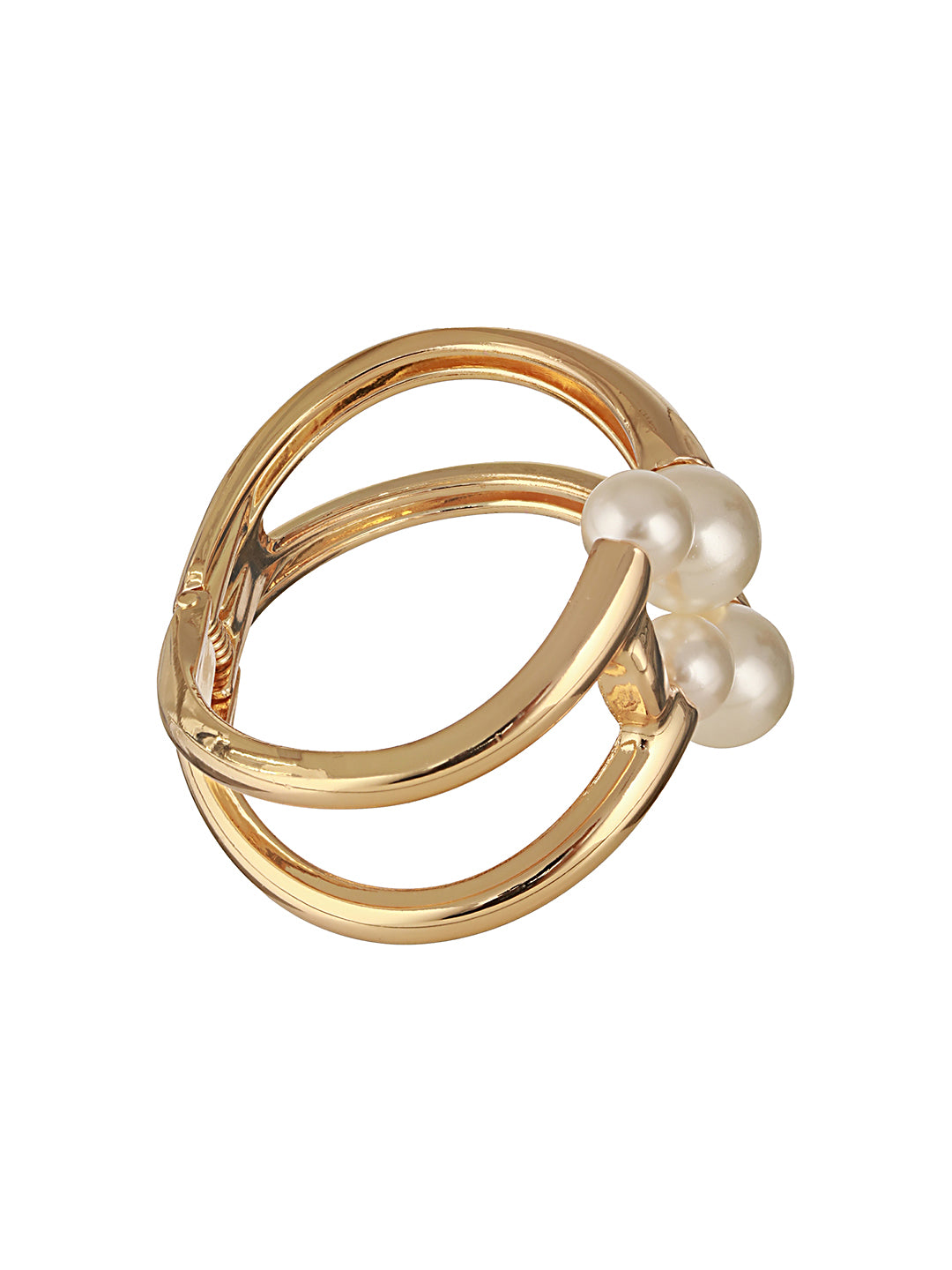 Anti-Tarnish Gold Plated Big Pearl Studded Cuff Kada Bracelet