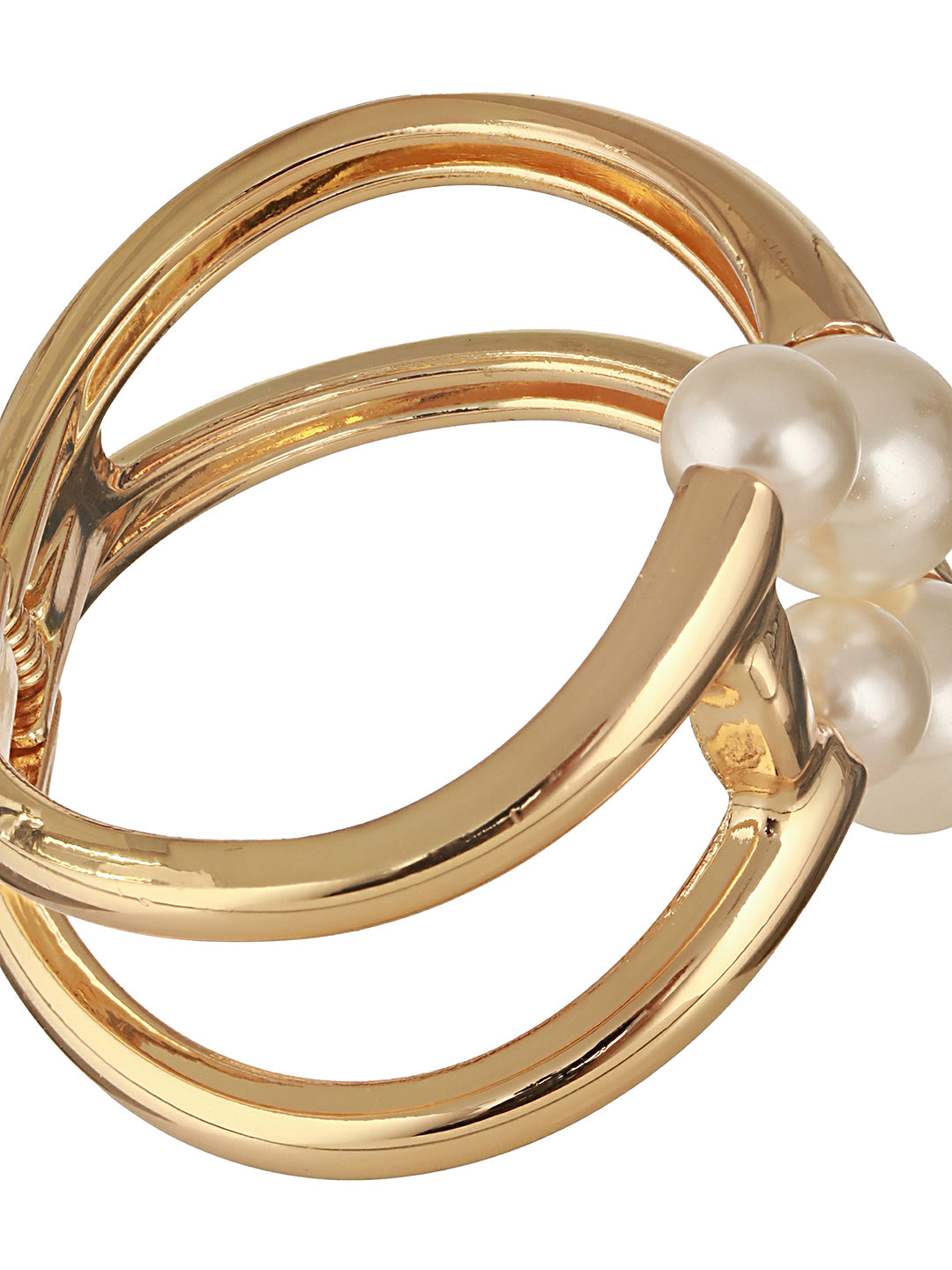 Anti-Tarnish Gold Plated Big Pearl Studded Cuff Kada Bracelet