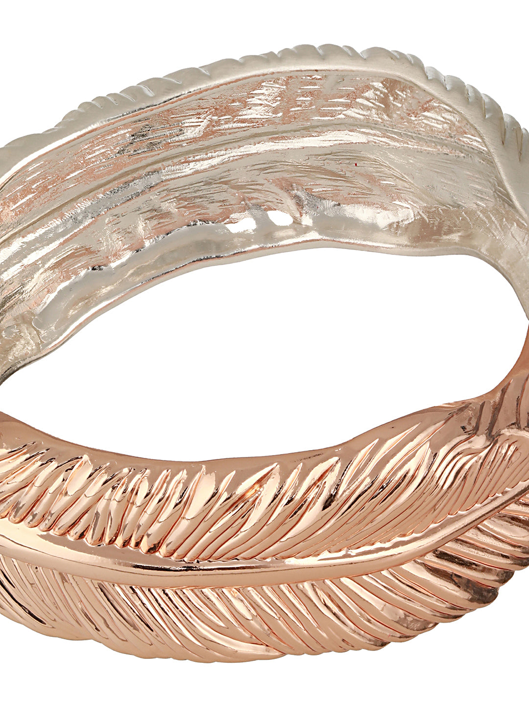Anti-Tarnish Dual Tone Rose Gold Leaf Shaped Cuff Kada bracelet