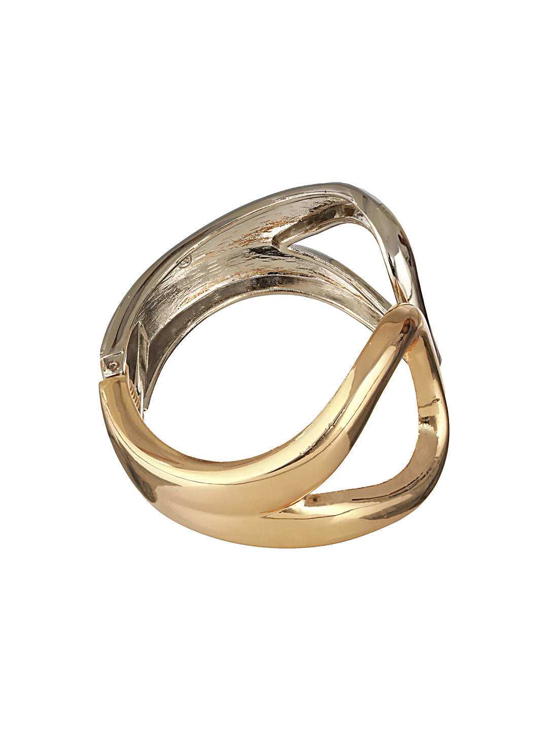 Anti-Tarnish 18k Dual Toned Quirky Kada Cuff Bracelet