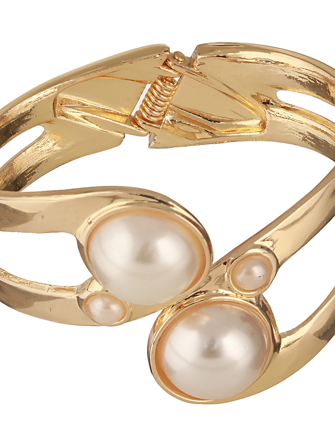 Anti-Tarnish 18k Gold Plated Pearl Studded Cuff Bangle Bracelet