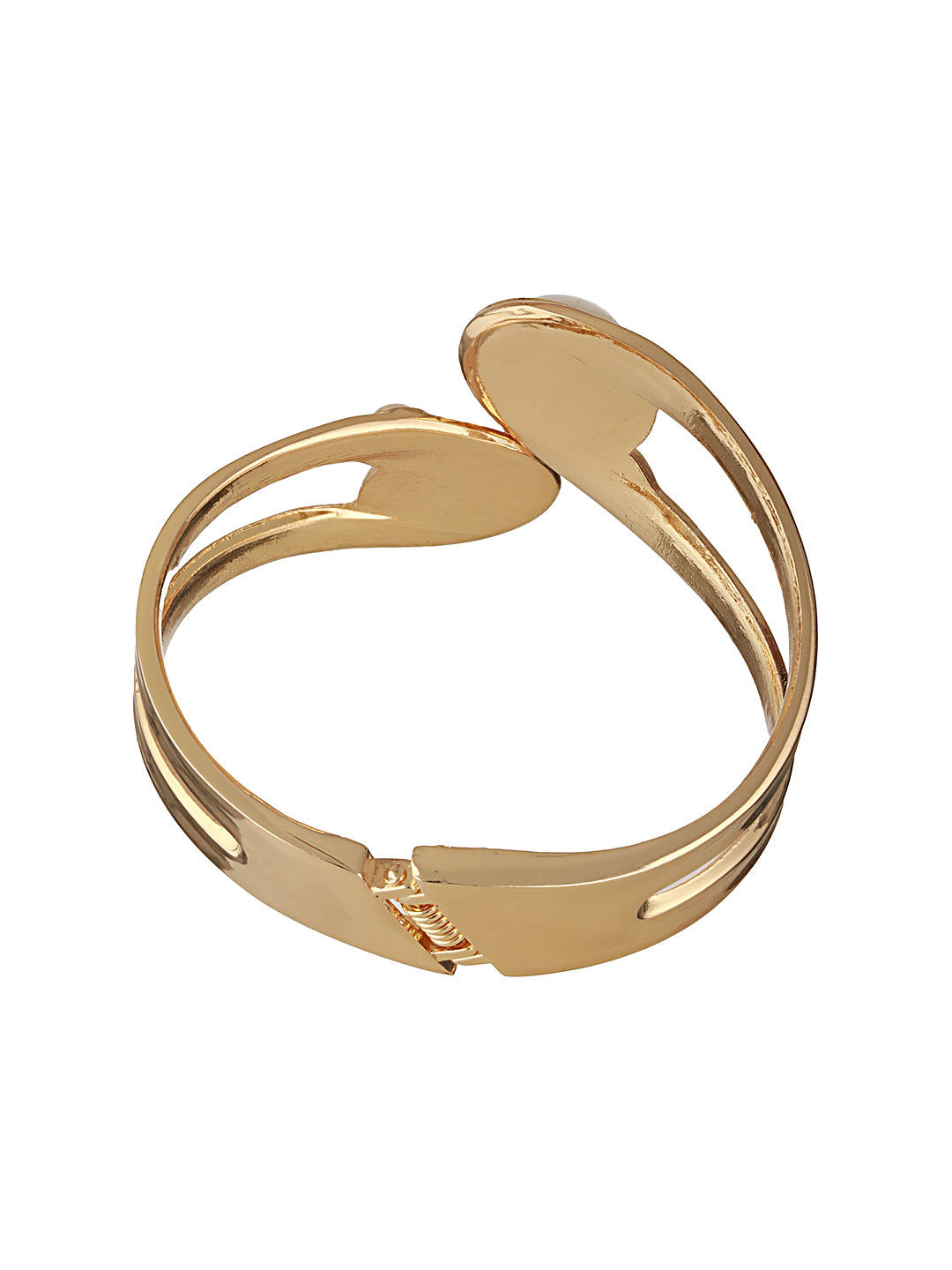 Anti-Tarnish 18k Gold Plated Pearl Studded Cuff Bangle Bracelet