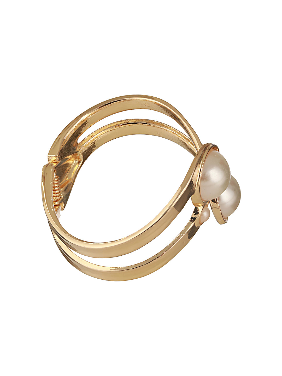 Anti-Tarnish 18k Gold Plated Pearl Studded Cuff Bangle Bracelet