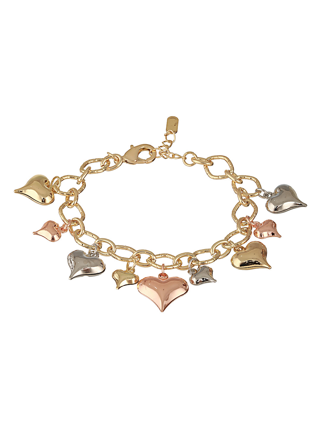 Anti-Tarnish 18k Gold Plated Heart Shaped Charm Link Wraparound  Bracelet