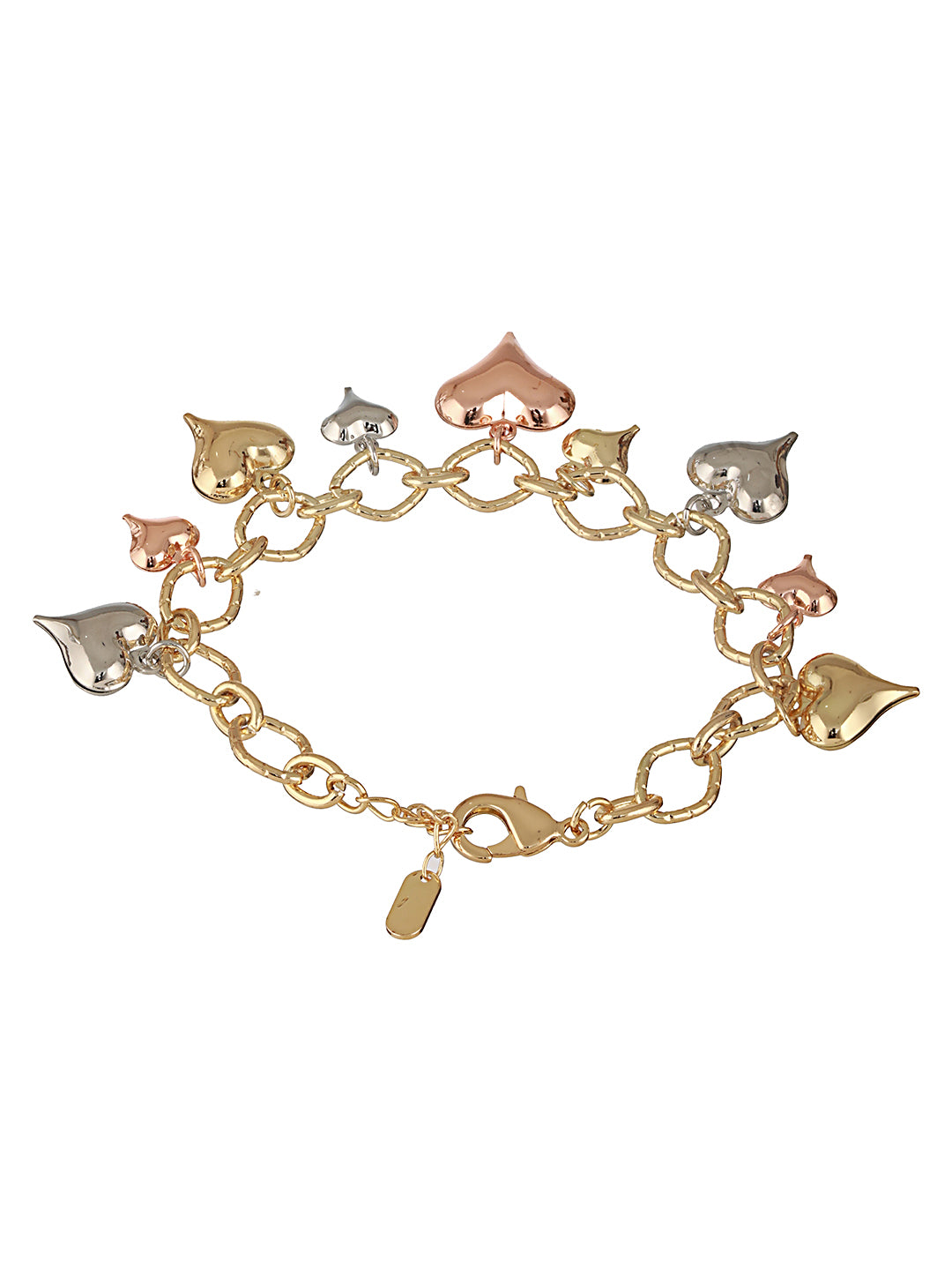 Anti-Tarnish 18k Gold Plated Heart Shaped Charm Link Wraparound  Bracelet