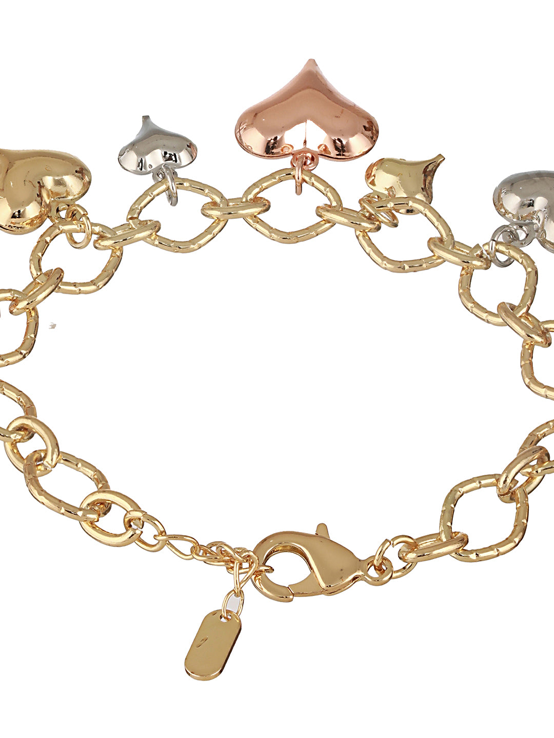 Anti-Tarnish 18k Gold Plated Heart Shaped Charm Link Wraparound  Bracelet