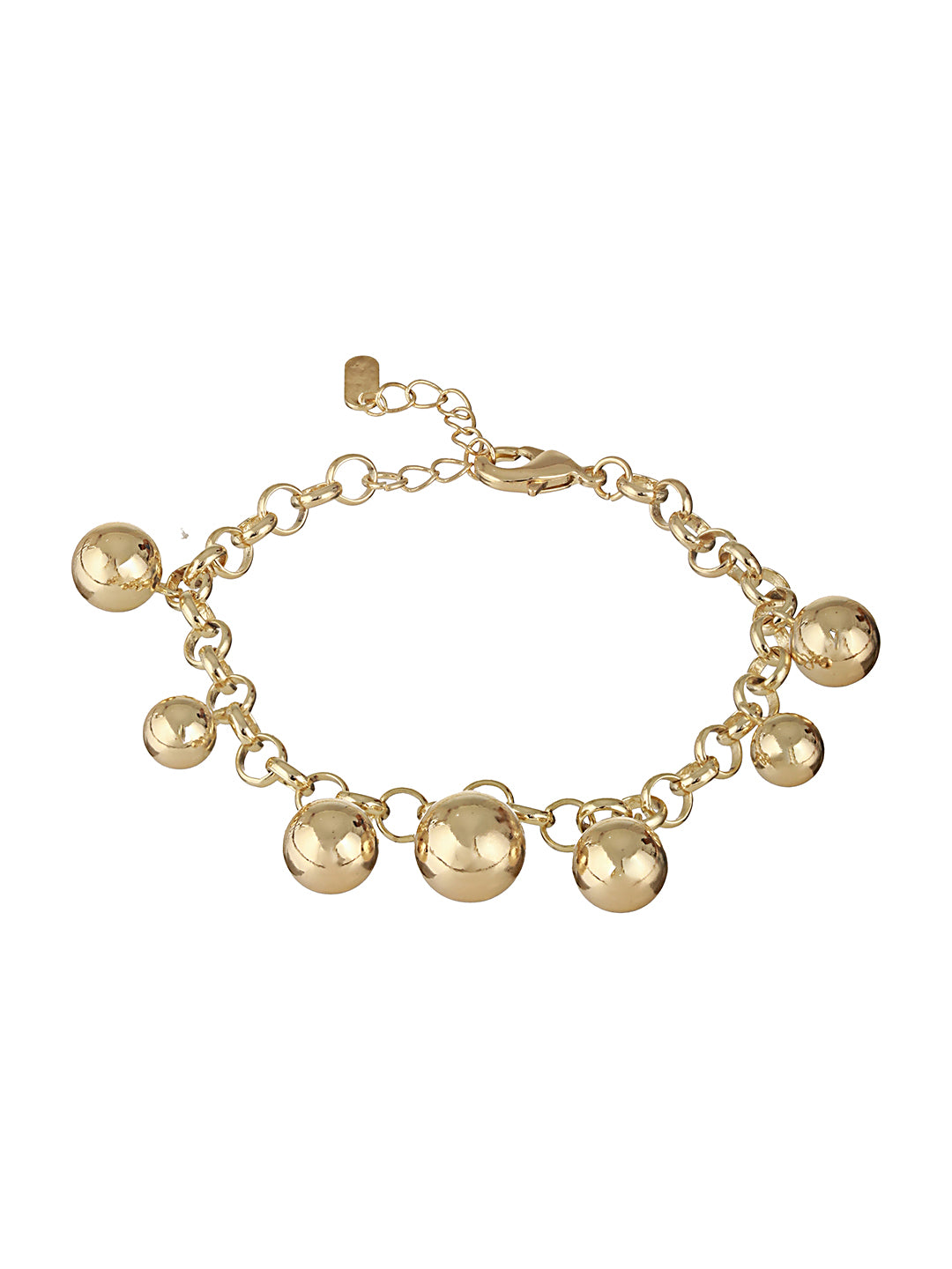 Anti-Tarnish 18k Gold Toned Balls Charm Paperclip Style Bracelet