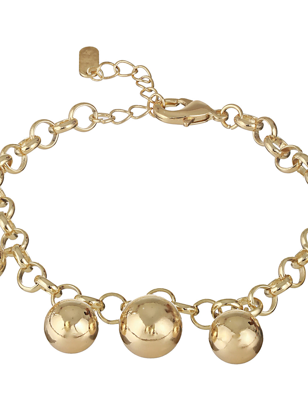Anti-Tarnish 18k Gold Toned Balls Charm Paperclip Style Bracelet