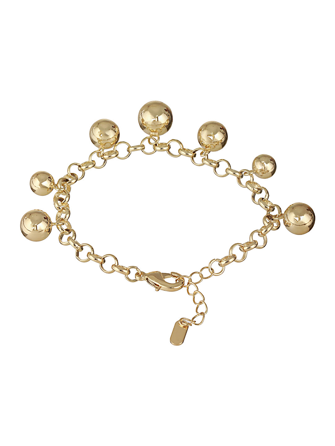 Anti-Tarnish 18k Gold Toned Balls Charm Paperclip Style Bracelet