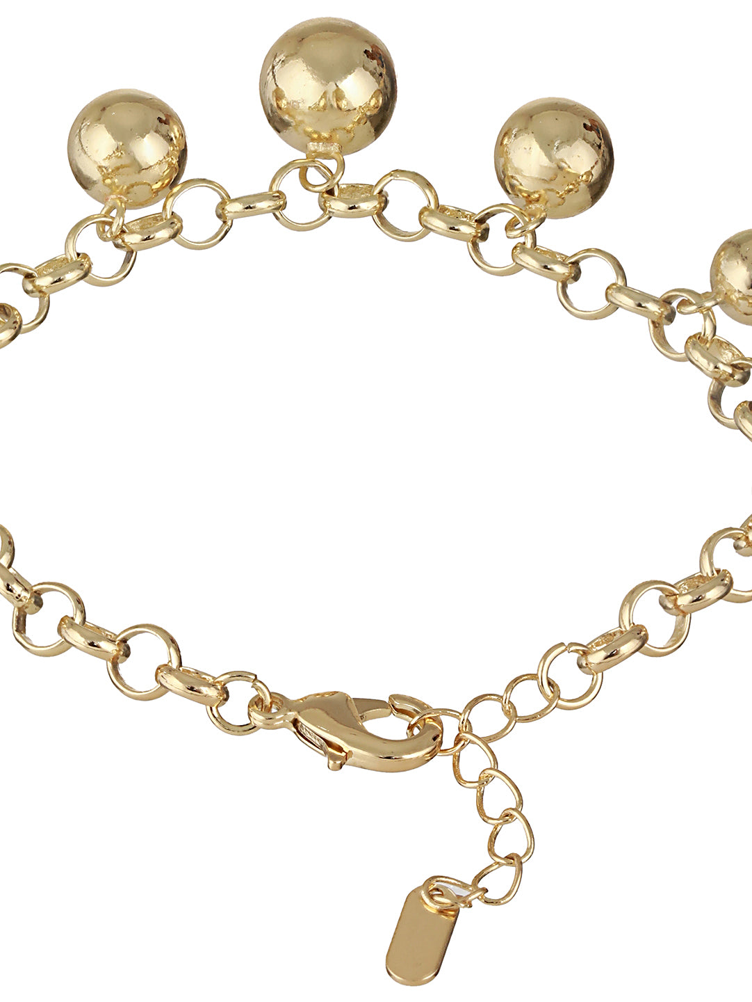 Anti-Tarnish 18k Gold Toned Balls Charm Paperclip Style Bracelet