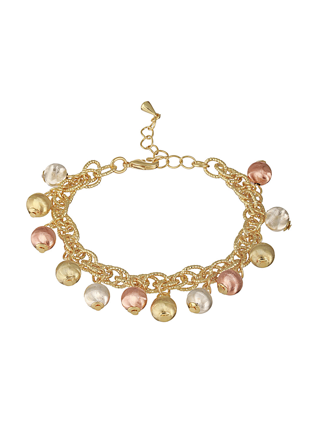 Anti-Tarnish Gold Plated All Around Charms Balls Link Bracelet