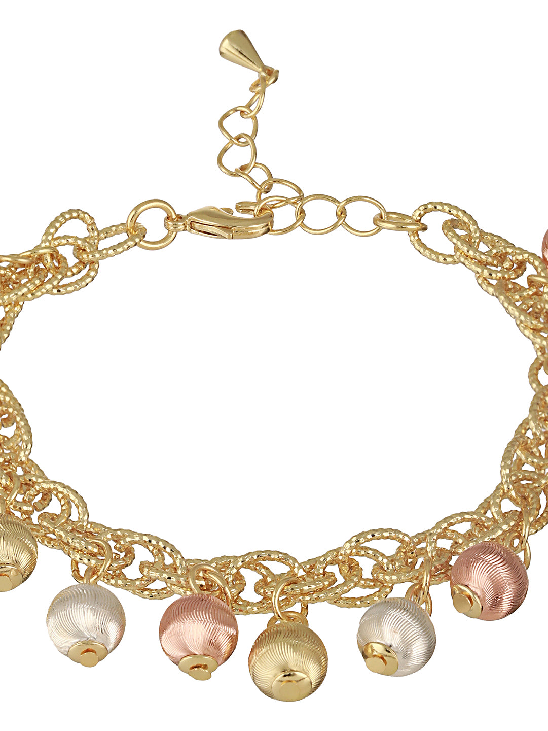 Anti-Tarnish Gold Plated All Around Charms Balls Link Bracelet