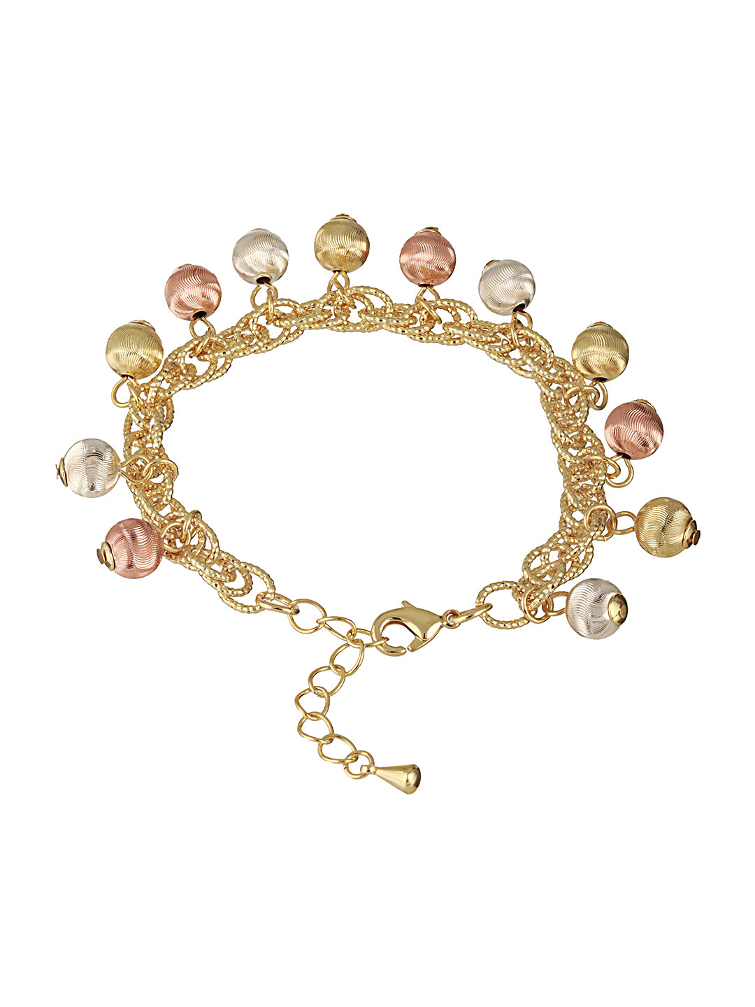 Anti-Tarnish Gold Plated All Around Charms Balls Link Bracelet