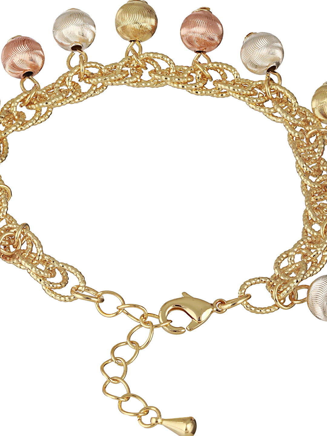 Anti-Tarnish Gold Plated All Around Charms Balls Link Bracelet