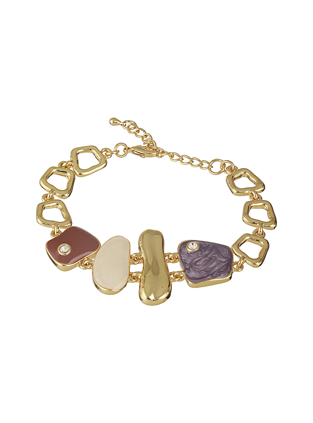 Anti-Tarnish Gold Plated Quirky Shaped Stones Link Bracelet