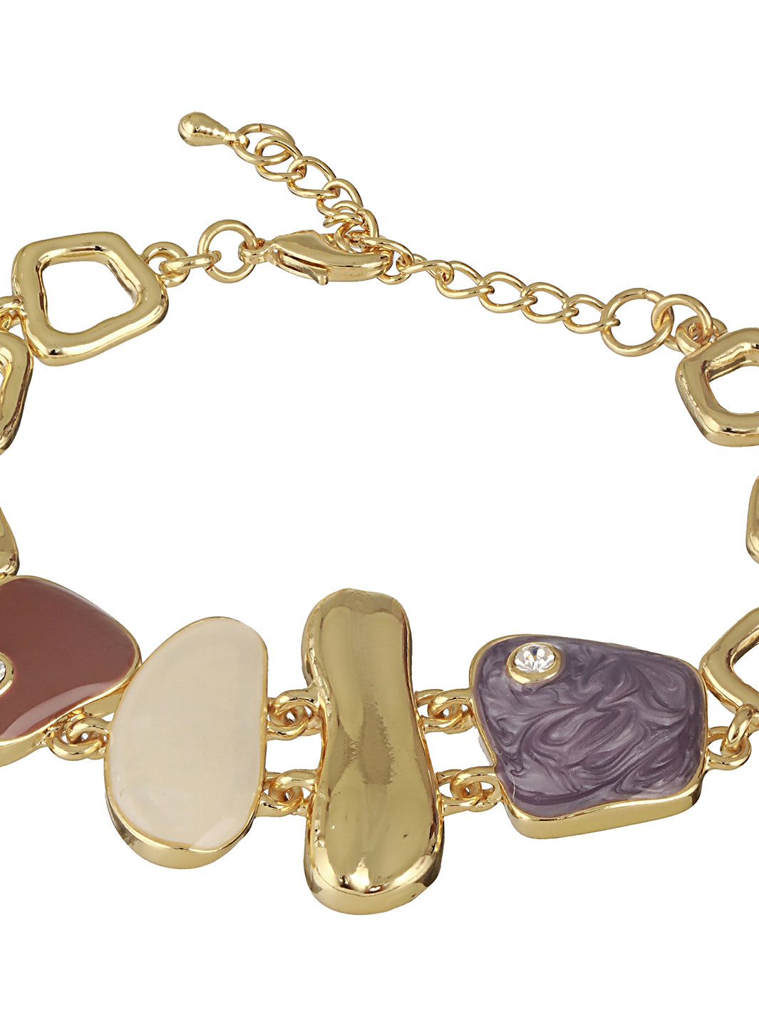 Anti-Tarnish Gold Plated Quirky Shaped Stones Link Bracelet