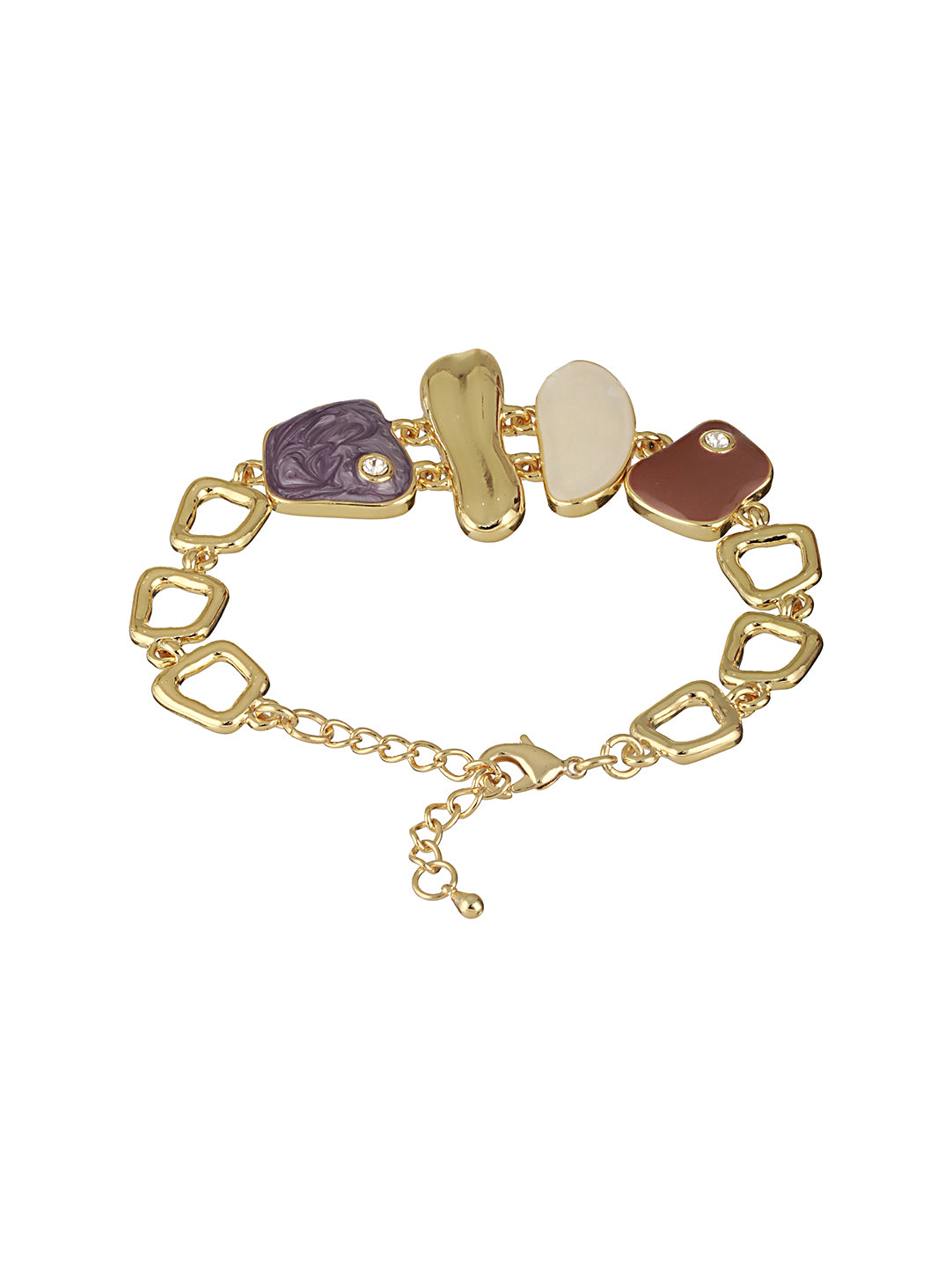 Anti-Tarnish Gold Plated Quirky Shaped Stones Link Bracelet