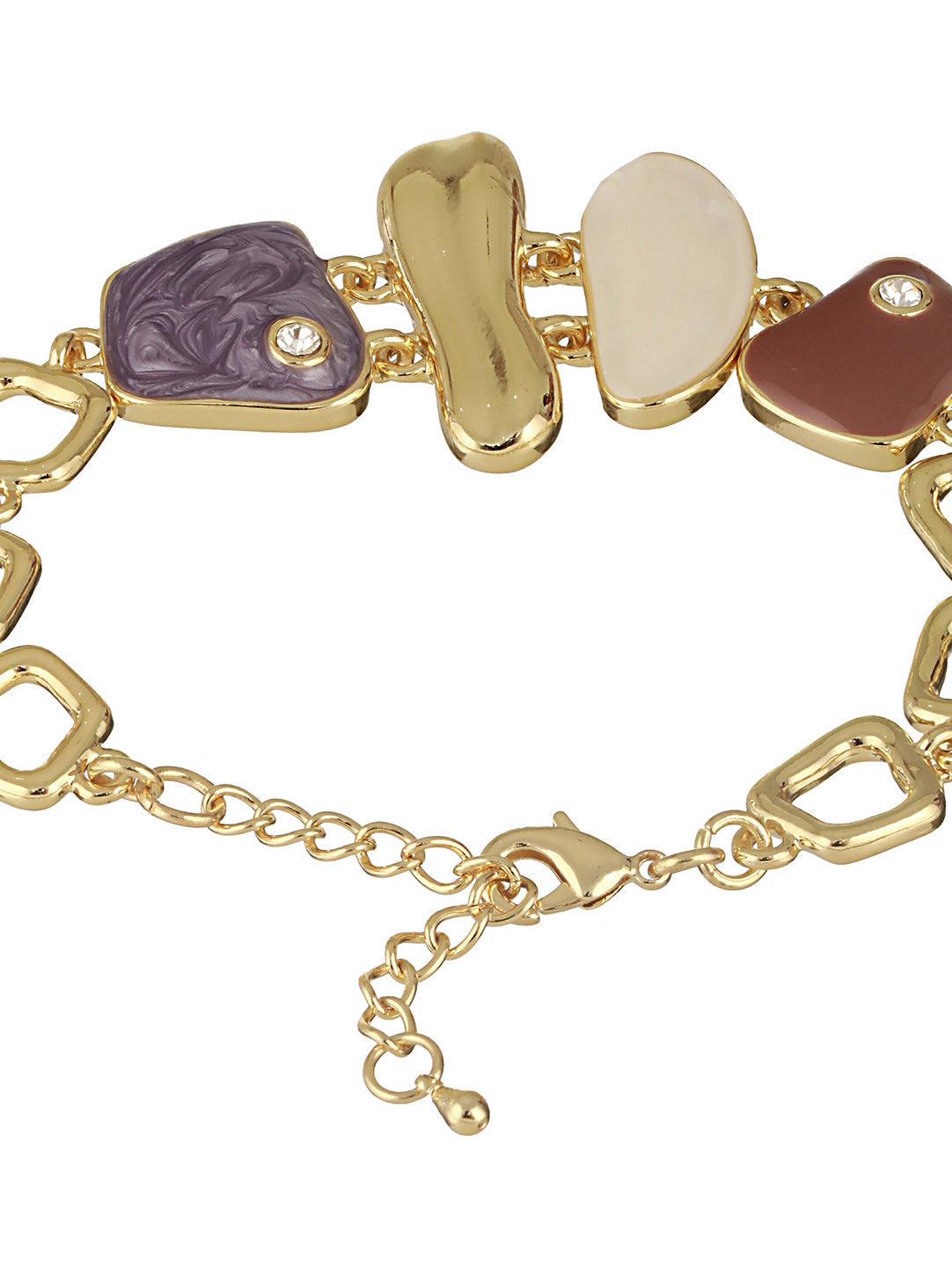 Anti-Tarnish Gold Plated Quirky Shaped Stones Link Bracelet