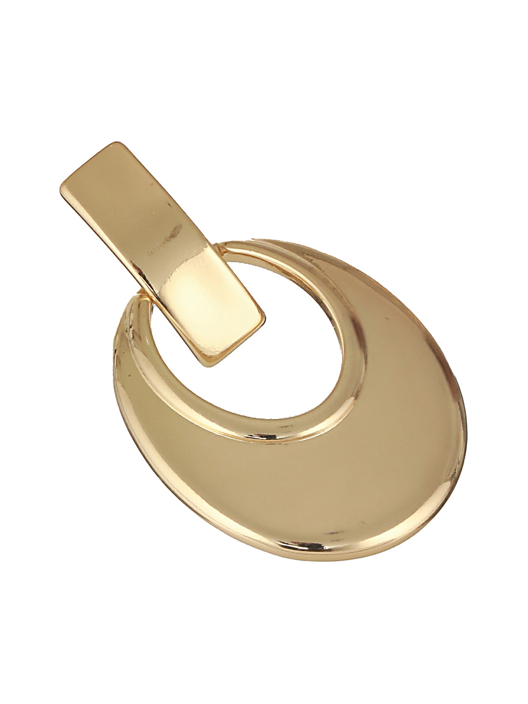 Anti-Tarnish Gold  Toned Bold Statement Elliptical Earrings