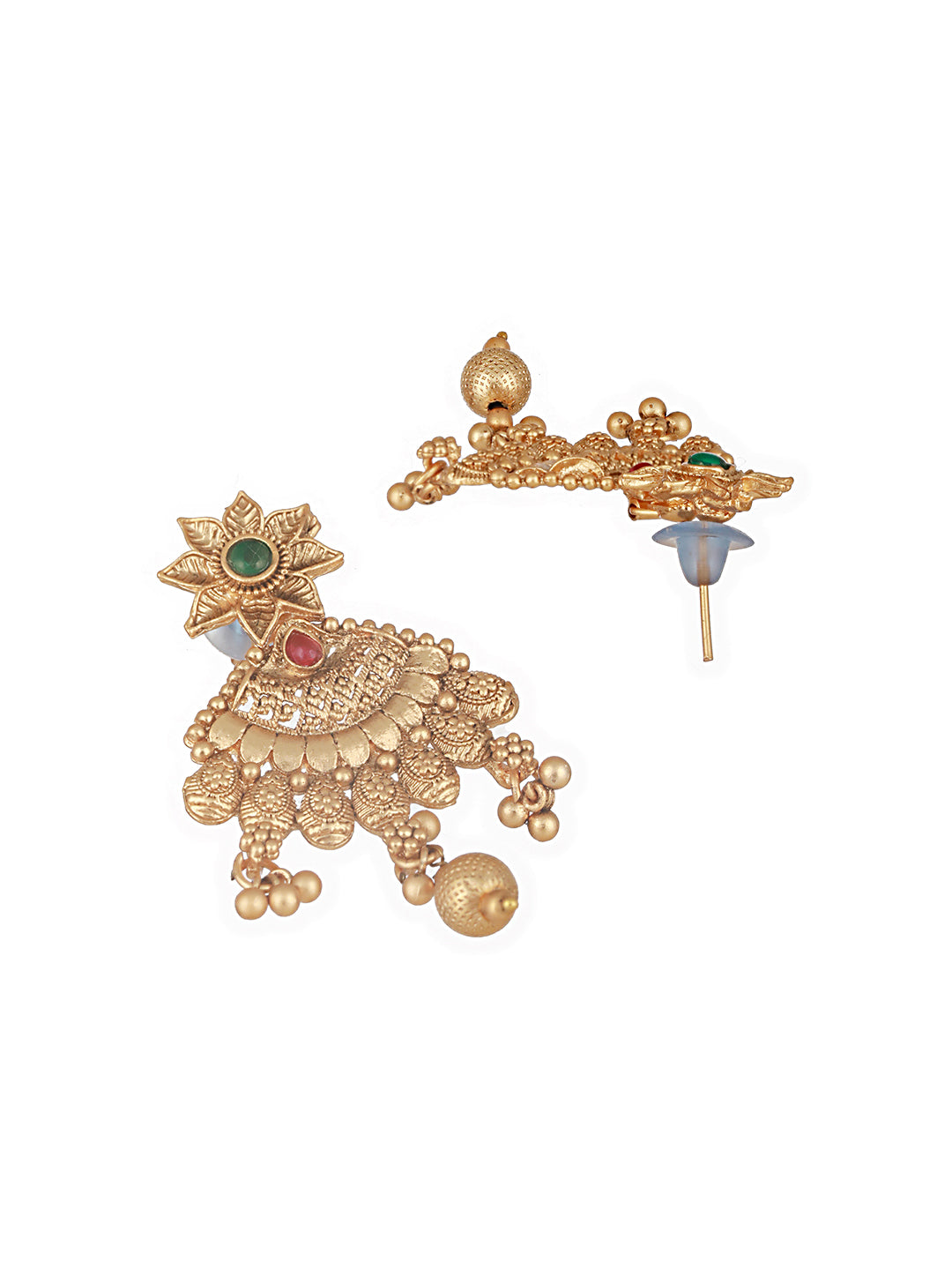 Gold Plated Fusion Stone Studded Filigree Long Maala  Bridal  Jewellery Set