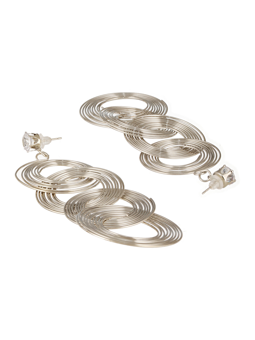 Anti-Tarnish Silver Plated Circular Drop Earrings
