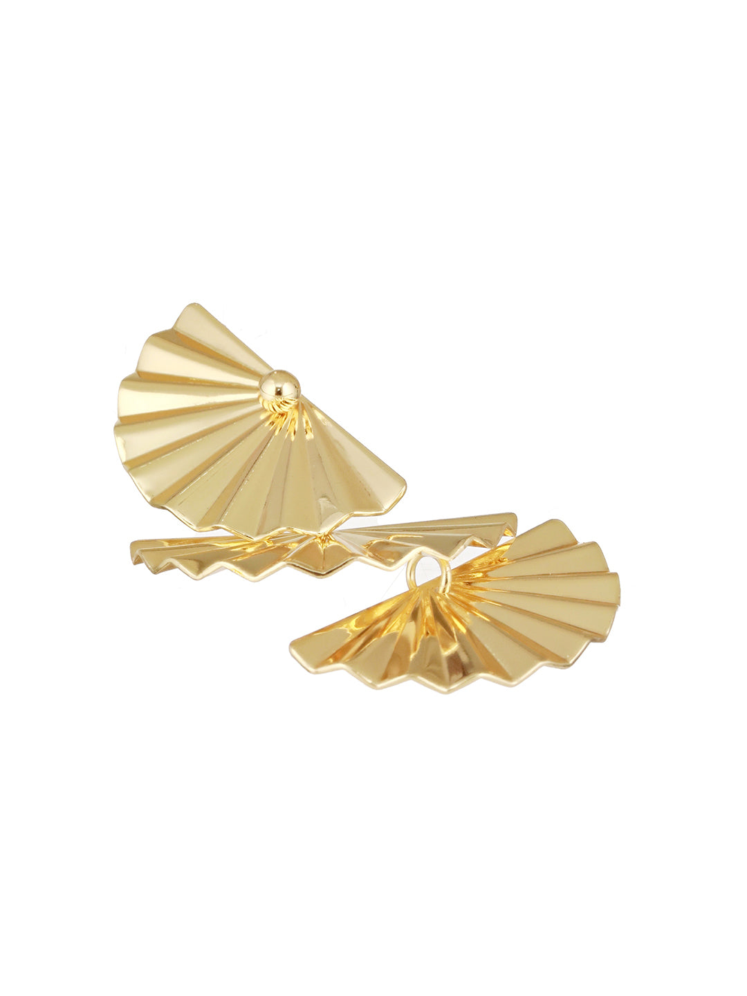 Anti-Tarnish Gold Plated Striped Three Layered Drop Earrings