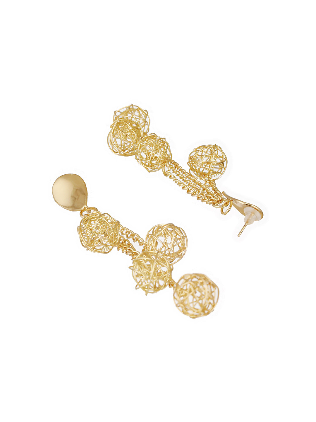 Anti-Tarnish Gold Plated Mesh Ball Drop Dangler Earrings