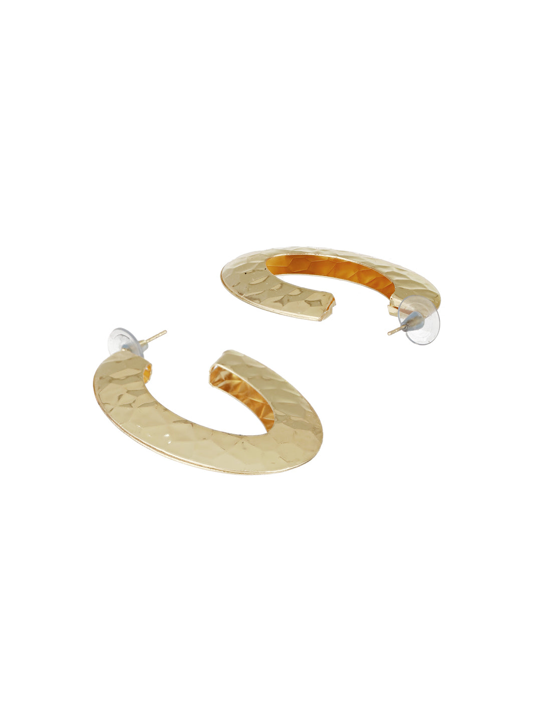 Anti-Tarnish Gold Plated Hammered Casual Hoop Earrings