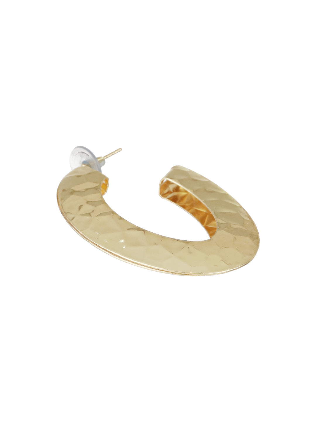 Anti-Tarnish Gold Plated Hammered Casual Hoop Earrings