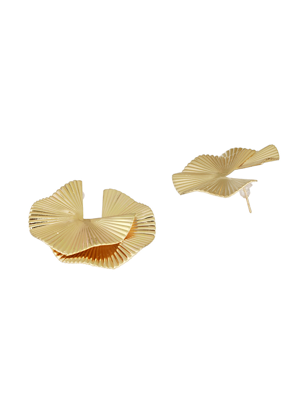 Anti-Tarnish Gold Plated Fan Shaped Disc Studds Earrings