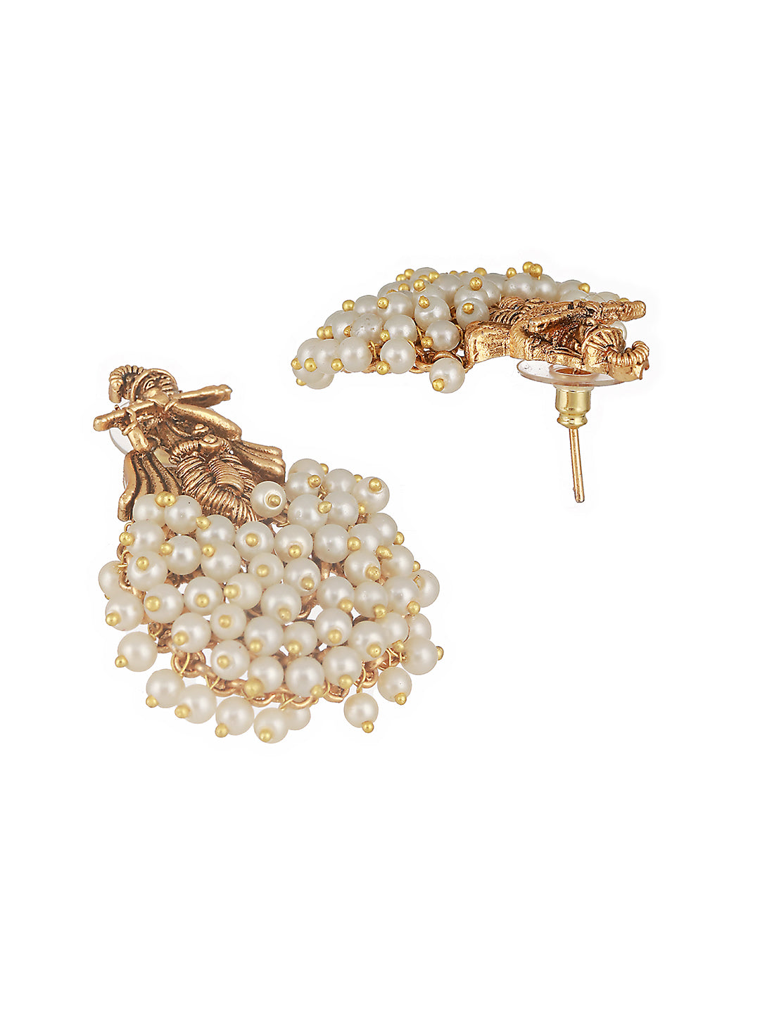 Gold Plated Pearl Beaded Shri Krishna Motif Designer Jewellery Set